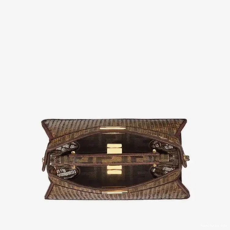 Cheap ISeeU Petite In with Peekaboo Brown FF Sequins Motif Fendi Fabric Bag 0601